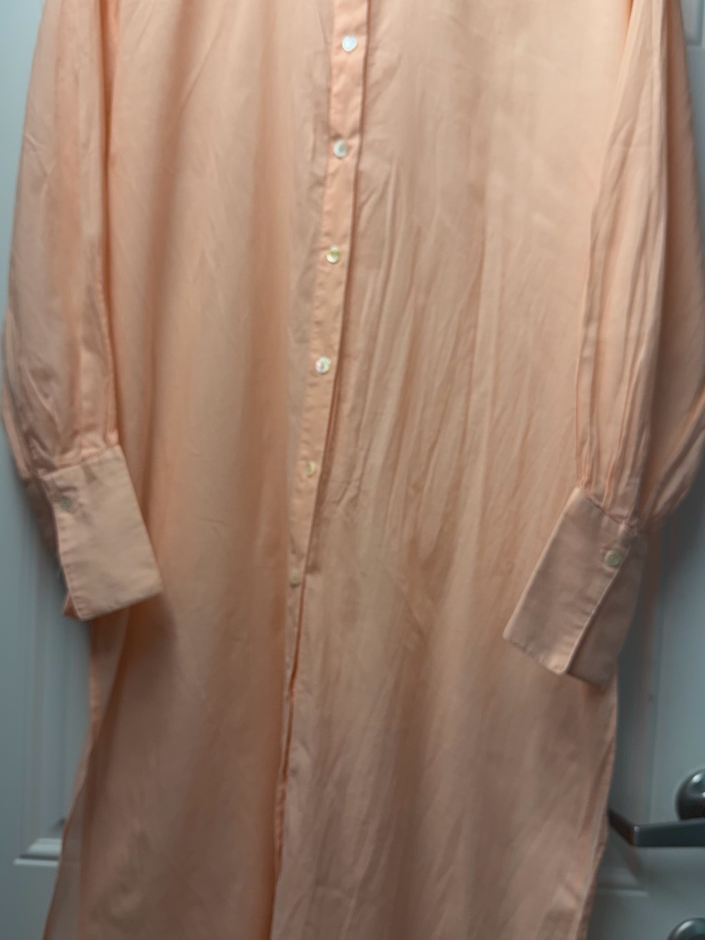 Peace Love World Boheme Peach Cotton Shirt Dress Petite Medium Button Front - Picture 2 of 9